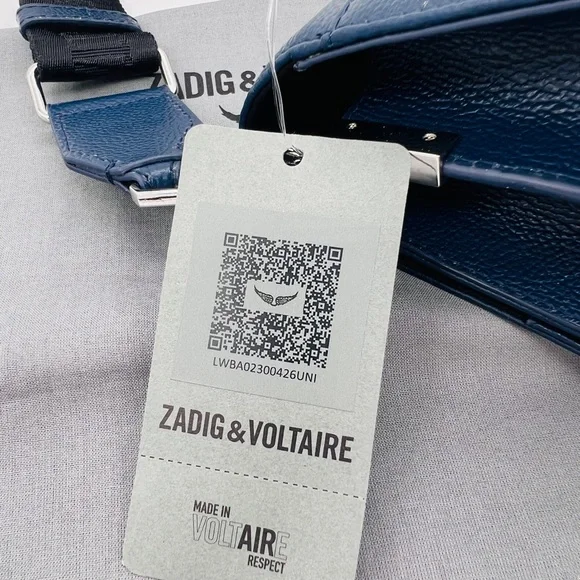 ZADIG & VOLTAIRE Leather Crossbody Clutch Bag Navy Blue NWT - Picture 8 of 15